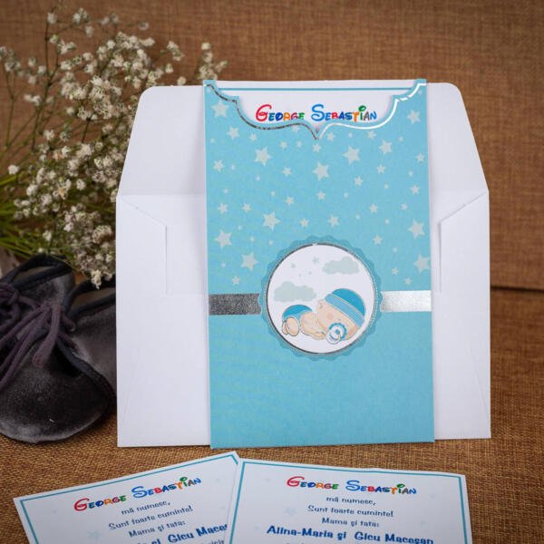 Invitatie de botez cu bebe care doarme 103 - imagine 4