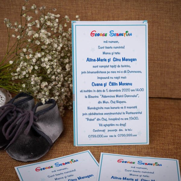 Invitatie de botez cu bebe care doarme 103 - imagine 2