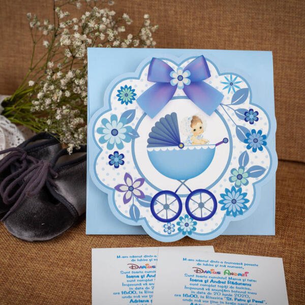 Invitatie de botez cu bebe in carucior 136