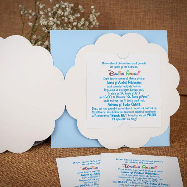 Invitatie de botez cu bebe in carucior 136 - imagine 3