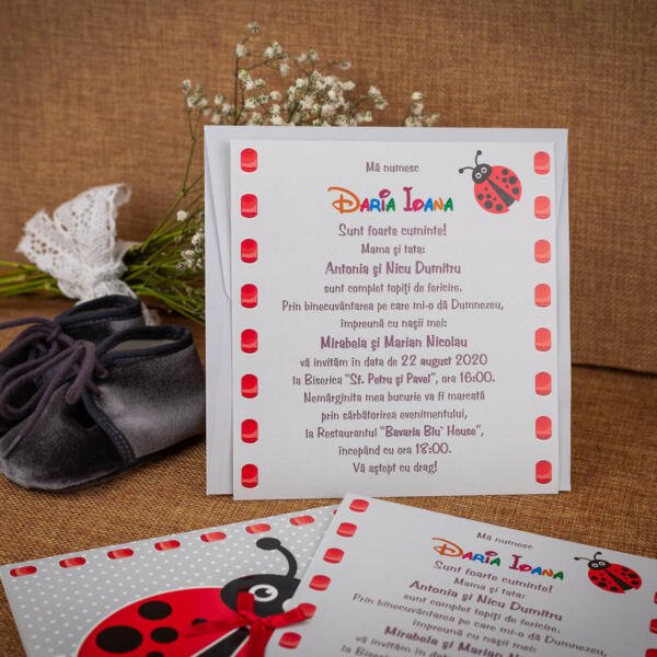 Invitatie de botez cu buburuza 113 - imagine 2