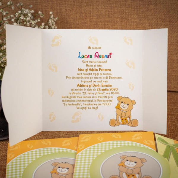 Invitatie de botez cu ursulet 117 - imagine 2