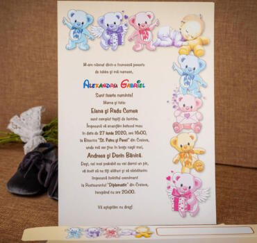 Invitatie de botez cu ursuleti 138B