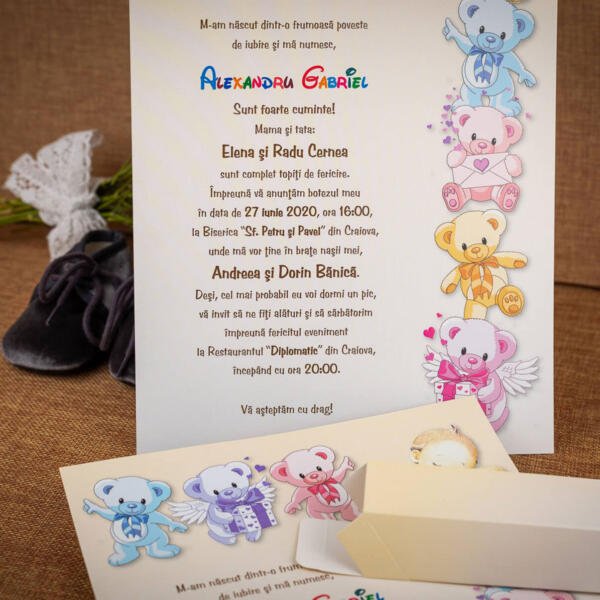 Invitatie de botez cu ursuleti 138B - imagine 4