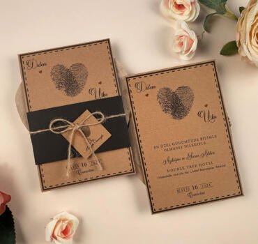 Invitatie de nunta rustica cu amprenta 74769