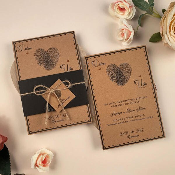 Invitatie de nunta rustica cu amprenta 74769