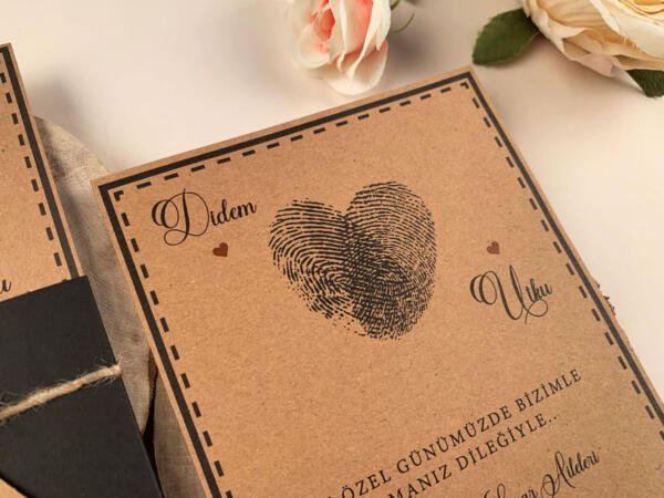 Invitatie de nunta rustica cu amprenta 74769 - imagine 2