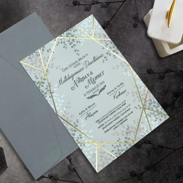Invitatie de nunta cu frunze 9009