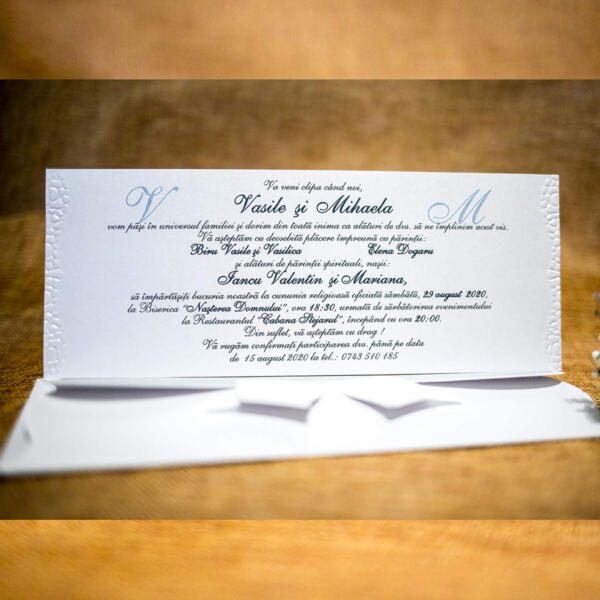 Invitatie de nunta cu fundita 5022 - imagine 2