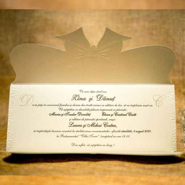 Invitatie de nunta cu fundita 5025 - imagine 2