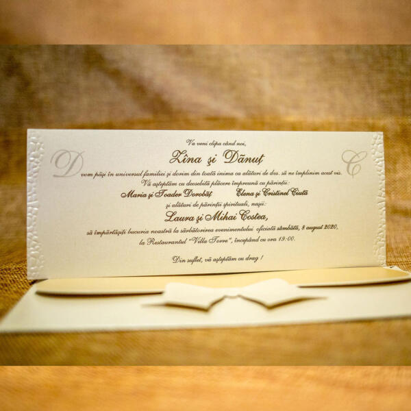 Invitatie de nunta cu fundita 5025 - imagine 3