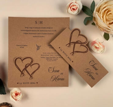 Invitatie de nunta rustica cu inimoara 74772