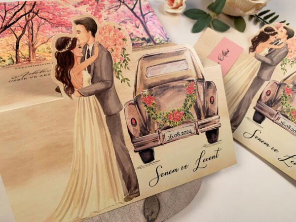 Invitatie de nunta mire-mireasa de toamna 63696 - imagine 2