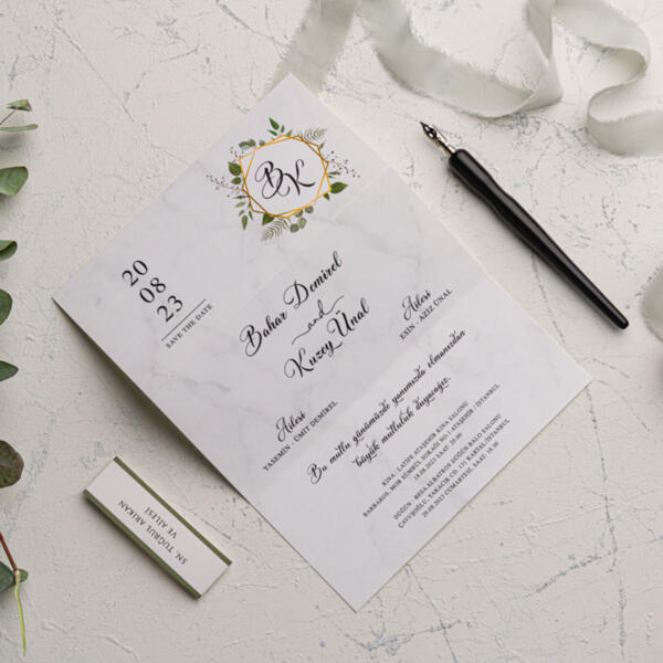 Invitatie de nunta florala 9209 - imagine 2