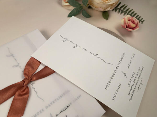 Invitatie de nunta eleganta cu funda 96932 - imagine 3