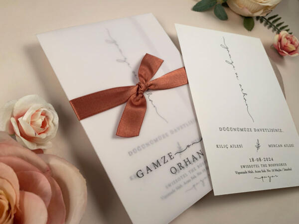 Invitatie de nunta eleganta cu funda 96932 - imagine 2