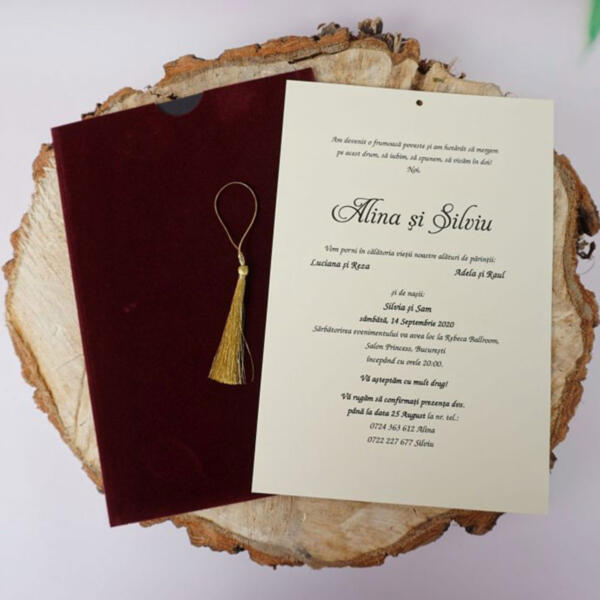 Invitatie de nunta cu catifea 1173 - imagine 2