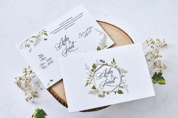 Invitatie de nunta cu frunze 1115 - imagine 3