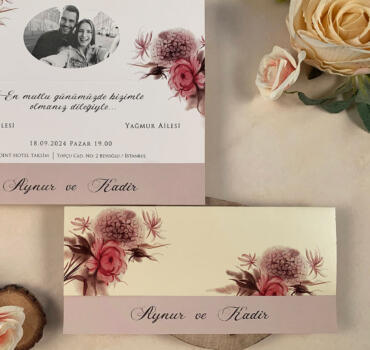 Invitatie de nunta eleganta floral cu poza 63667
