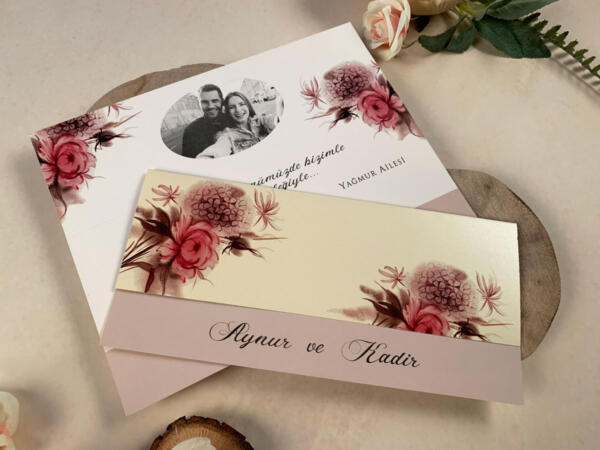Invitatie de nunta eleganta floral cu poza 63667 - imagine 2