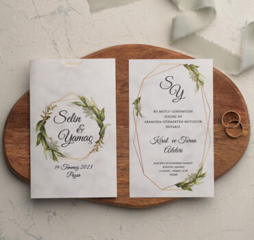 Invitatie de nunta florala cu frunze 9182