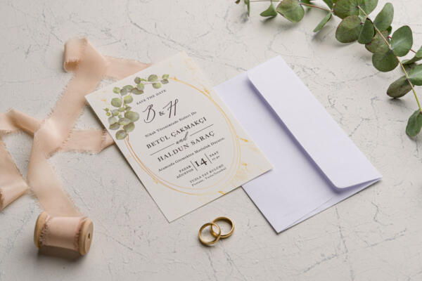 Invitatie de nunta clasica florala 9205 - imagine 2