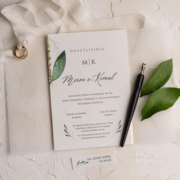 Invitatie de nunta cu frunze 9206 - imagine 2