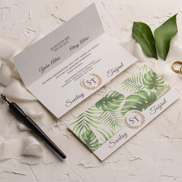 Invitatie de nunta cu frunze 9246 - imagine 2