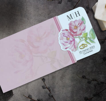 Invitatie de nunta florala cu verighete 9010