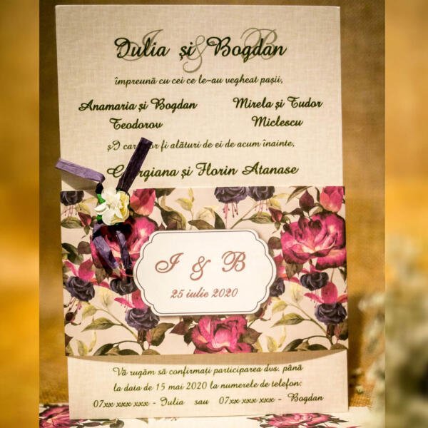 Invitatie de nunta florala 4012 - imagine 3