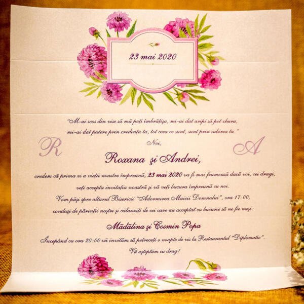 Invitatie de nunta florala 4021A - imagine 3