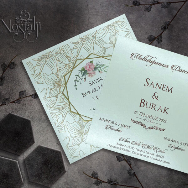 Invitatie de nunta florala 9049