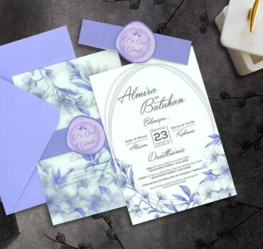 Invitatie de nunta florala cu foaie de calc 9051
