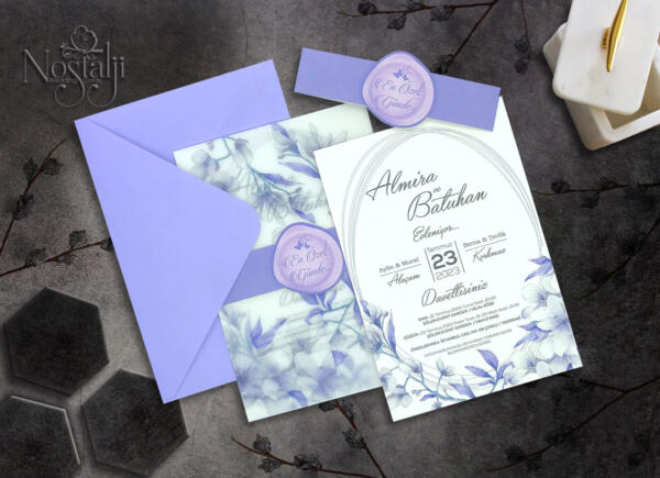 Invitatie de nunta florala cu foaie de calc 9051 - imagine 2