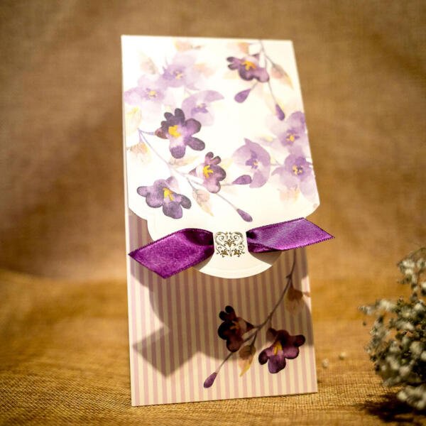 Invitatie de nunta florala cu fundita 4003 - imagine 2