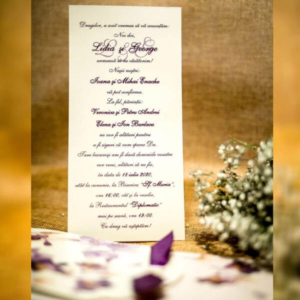 Invitatie de nunta florala cu fundita 4003 - imagine 3