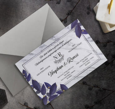 Invitatie de nunta florala cu marmura 9031