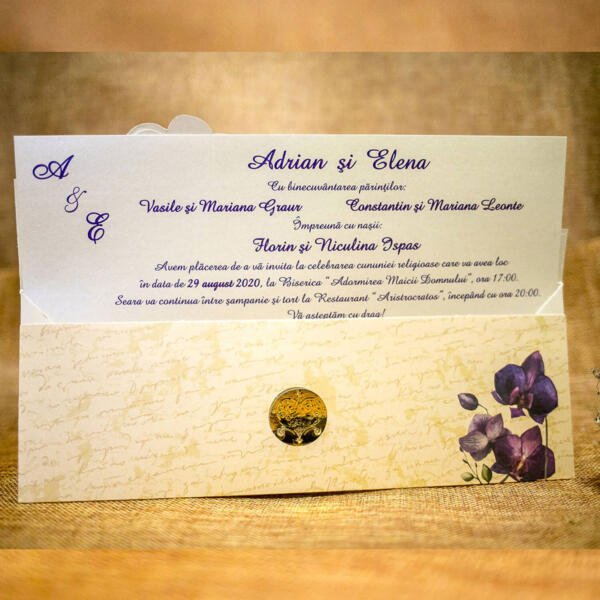 Invitatie de nunta florala cu sigiliu 4006 - imagine 2