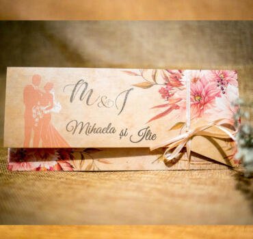 Invitatie de nunta florala mire si mireasa 2037