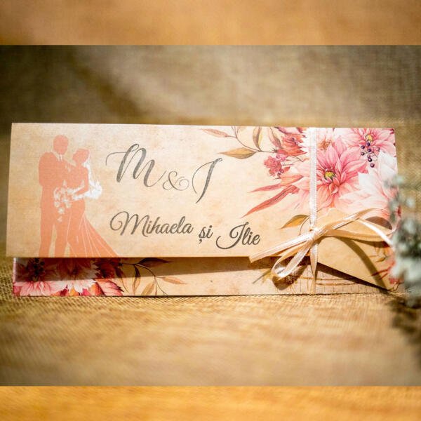 Invitatie de nunta florala mire si mireasa 2037