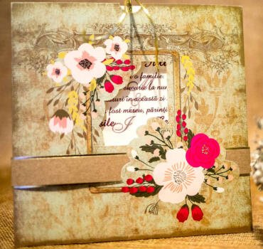 Invitatie de nunta florala rustica 4004