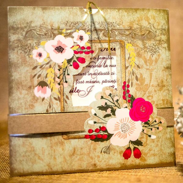 Invitatie de nunta florala rustica 4004