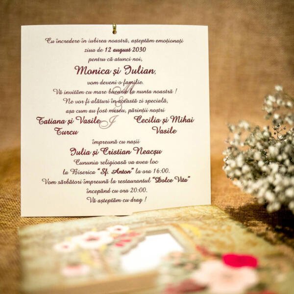Invitatie de nunta florala rustica 4004 - imagine 3