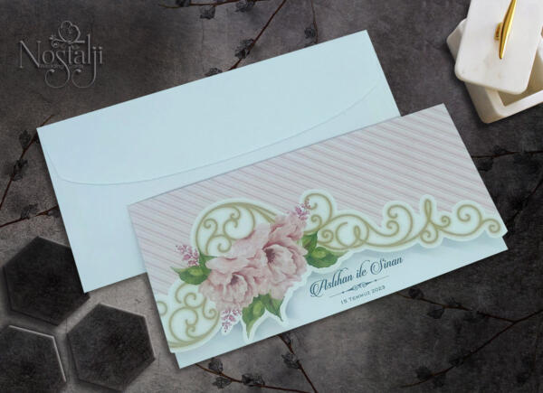 Invitatie de nunta retro floral 9006 - imagine 2