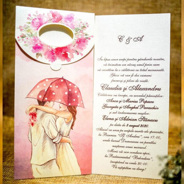 Invitatie de nunta romantica mire-mireasa 5006 - imagine 2