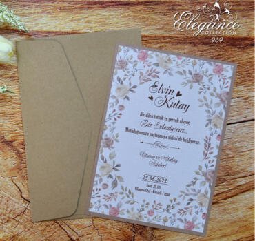 Invitatie de nunta rustic florala 969