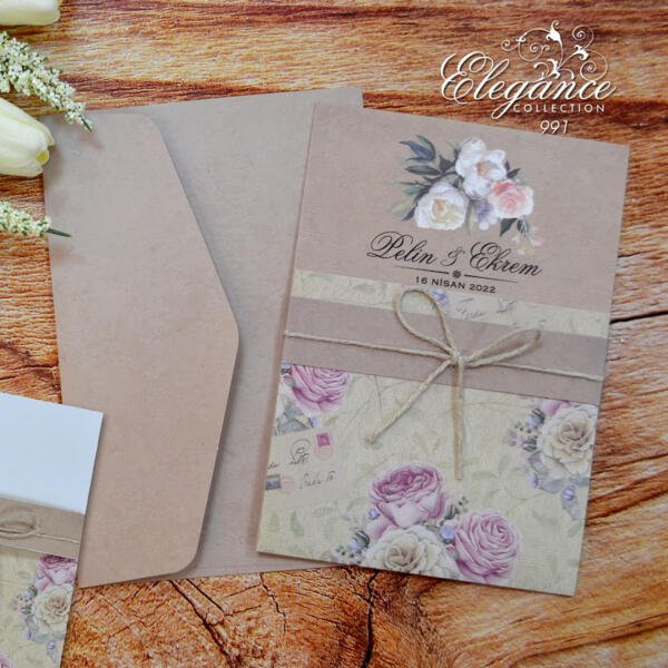 Invitatie de nunta rustica floral 991
