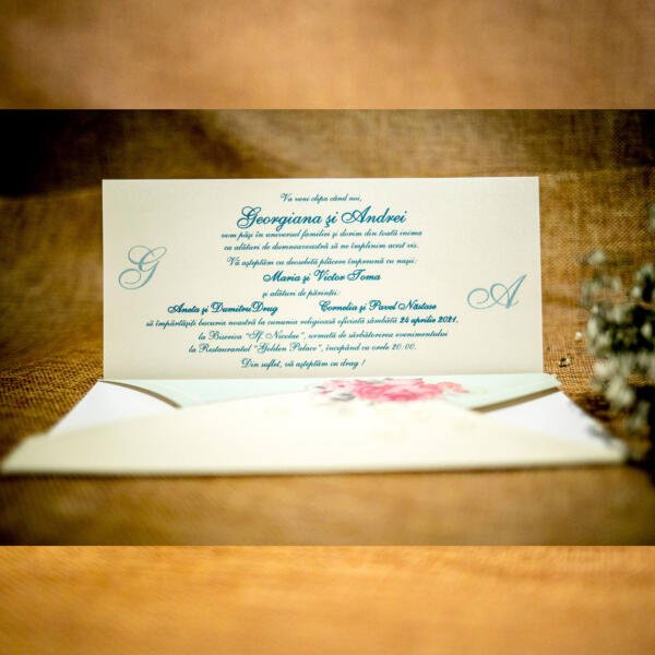 Invitatie de nunta vintage florala 2025 - imagine 2