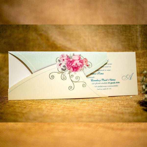Invitatie de nunta vintage florala 2025 - imagine 3