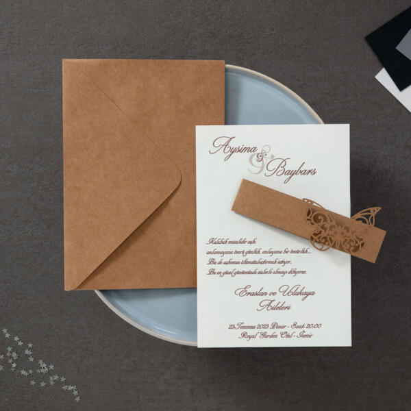 Invitatie de nunta cu fluture 10416 - imagine 3
